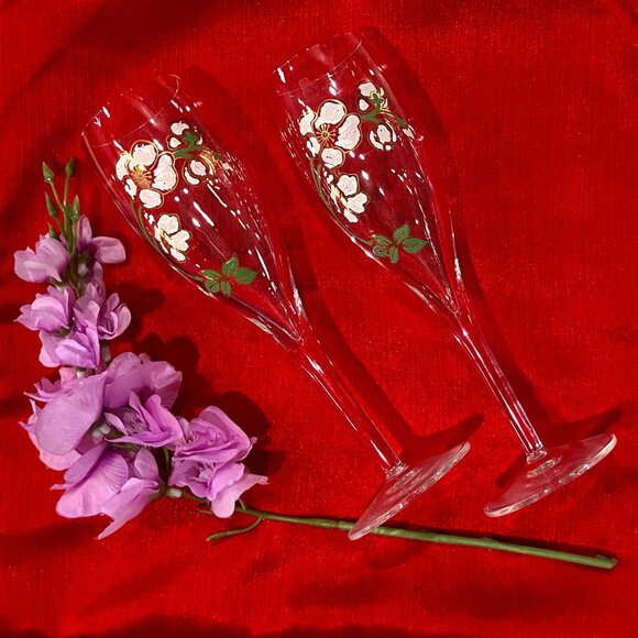 Vintage Perrier Jouet Belle Epoque Champagne Flutes - Picture 1 of 5
